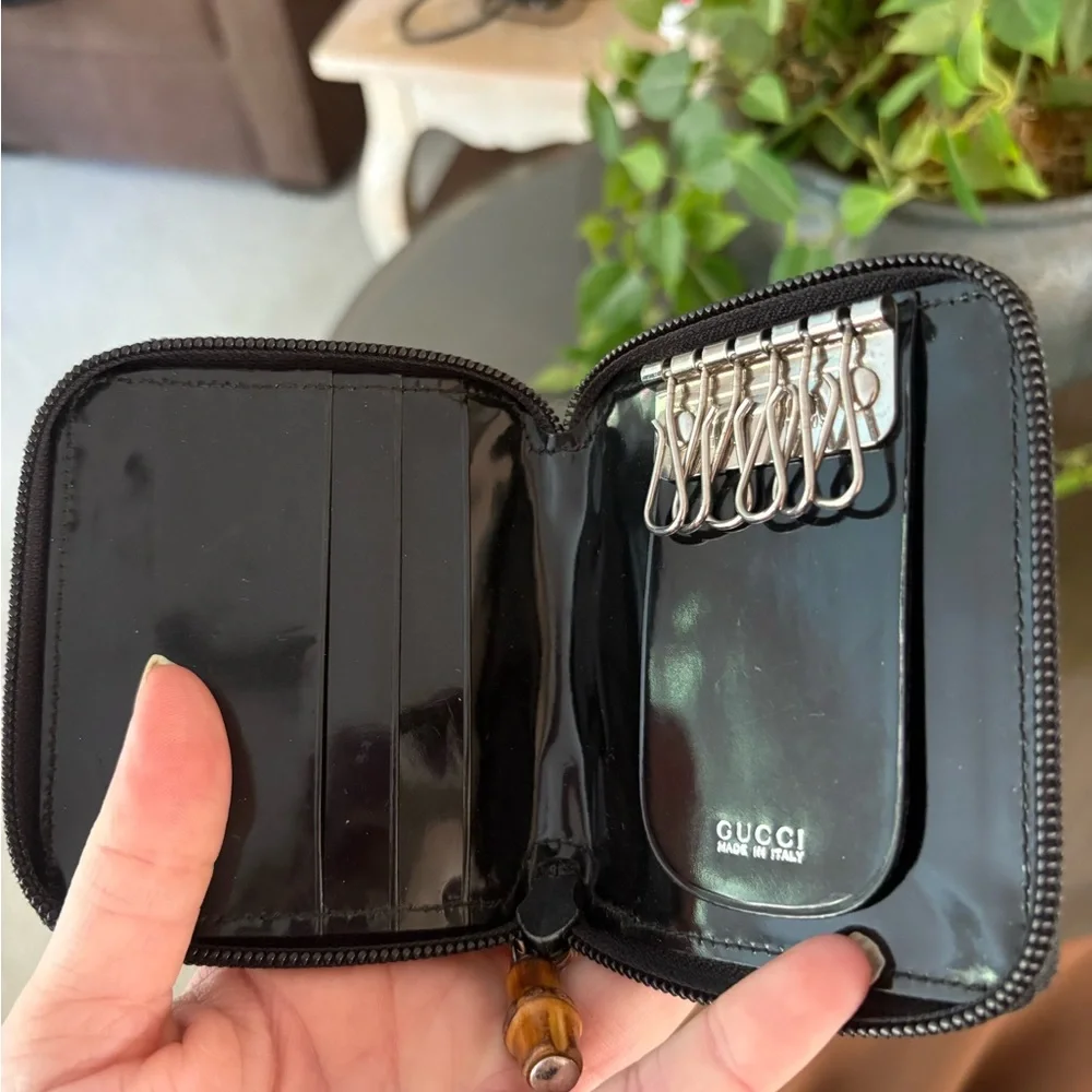 Gucci Bamboo Compact Black Zip Wallet + Key Holder Excellent Condition - Picture 8 of 11